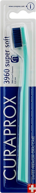 Зубная щетка CS 3960 "Super Soft", D 0,12 мм, бирюзовая, синяя щетина - Curaprox