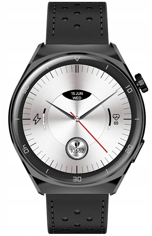 Чоловічий смарт-годинник, чорний ремінець - Garett Smartwatch V12 Black Leather — фото N4