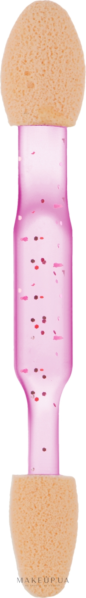 Апликатор для теней 6,5 см CS08P, прозрачная розовая ручка, белый - Cosmo Shop — фото 10шт