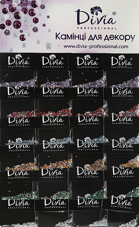 Маленькі кольорові камінчики на планшеті для декору нігтів Di852 - Divia — фото N1