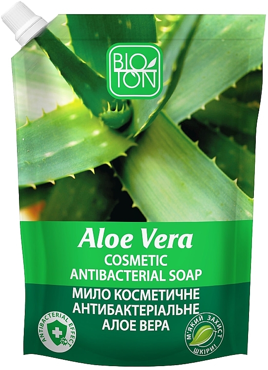 Мило антибактеріальне "Алое" - Bioton Cosmetics Aloe Liquid Soap (дой-пак) — фото N1