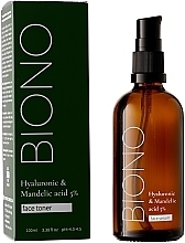 Тонер для лица с гиалуроновой и миндальной кислотой 5% - Biono Hyaluronic & Mandelic Acid 5% Face Toner — фото N2