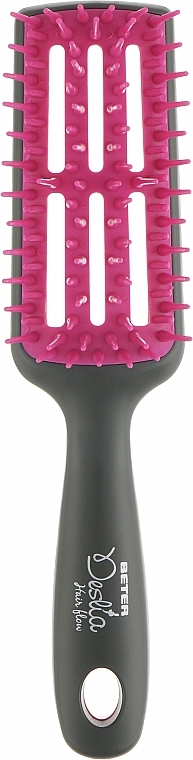 Расческа массажная для сушки феном, прямоугольная, фиолетовая - Beter Deslia Hair Flow — фото N1