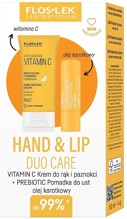 Набір - Floslek Hand & Lip Duo Care Vitamin C (h/cr/50ml + lip/balm/4g) — фото N1