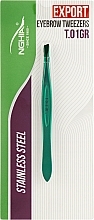 Пинцет для бровей скошенный T.01GR, зеленый - Nghia Export Tweezers — фото N1