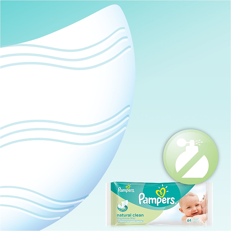 Дитячі вологі серветки Natural Clean, 128 шт. - Pampers — фото N4