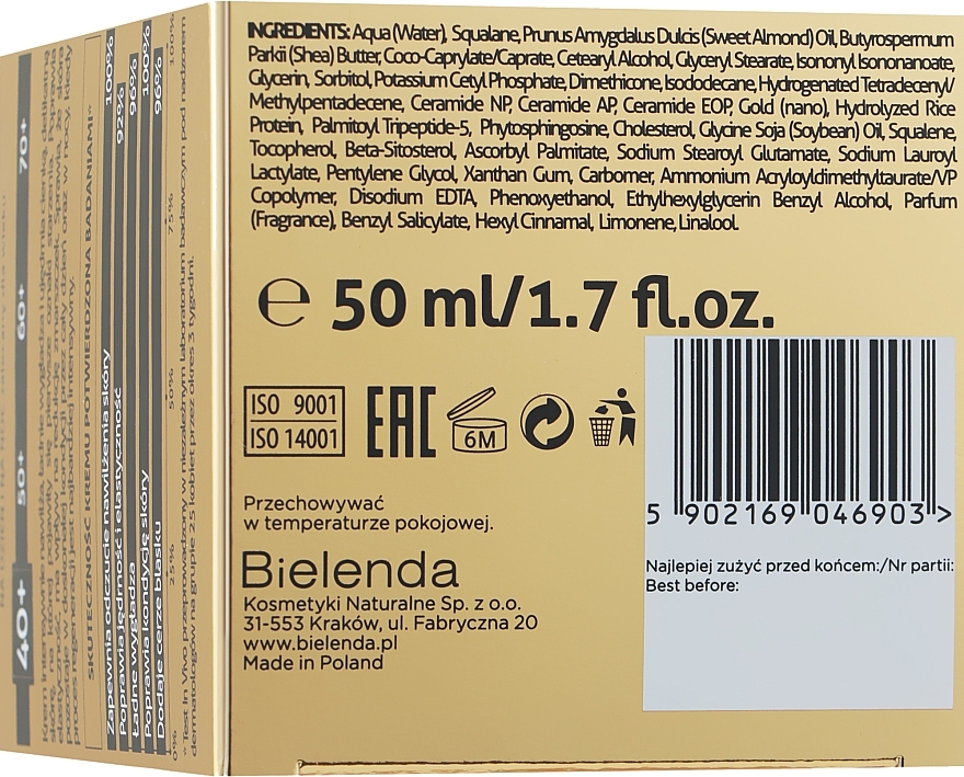 УЦЕНКА Увлажняюще-укрепляющий крем день/ночь 40+ - Bielenda Golden Ceramides * — фото N3