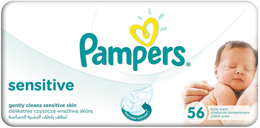 Дитячі вологі серветки Sensitive, змінний блок 56 шт. - Pampers Baby Wipes — фото N2