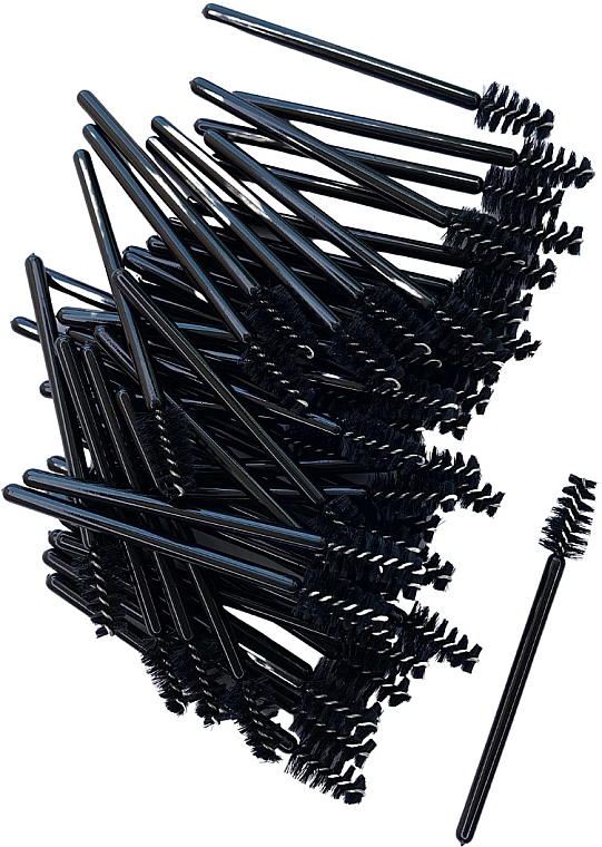Одноразовые щеточки для ресниц и бровей, черные - Ibra MakeUp — фото N2