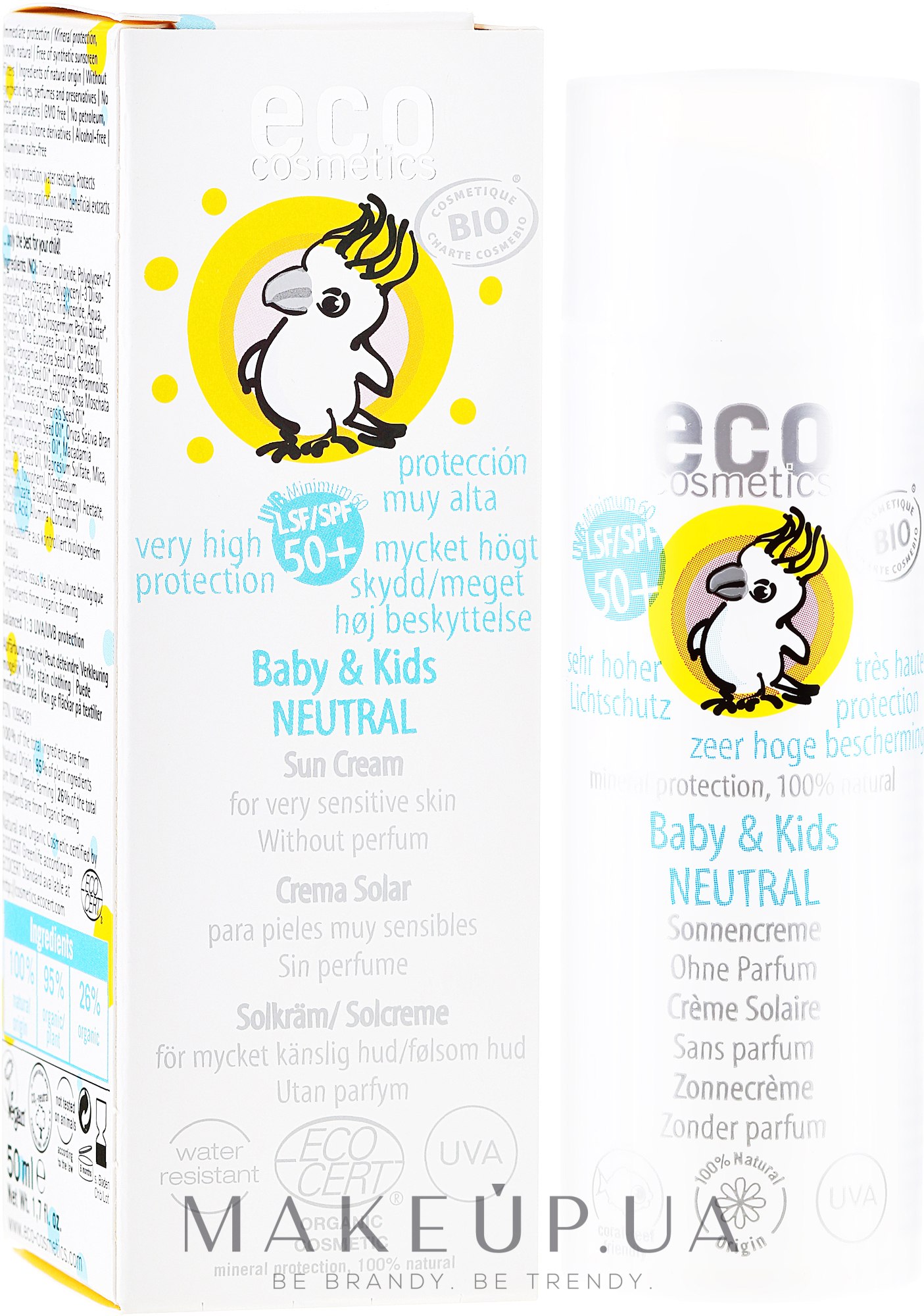 Дитячий сонцезахисний крем, нейтральний - Eco Cosmetics Baby&Kids Sun Protection Cream SPF 50+ — фото 50ml
