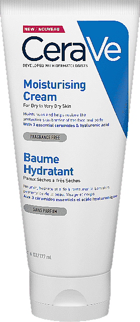 Зволожувальний крем для сухої і дуже сухої шкіри обличчя і тіла - CeraVe Moisturising Cream * — фото N2