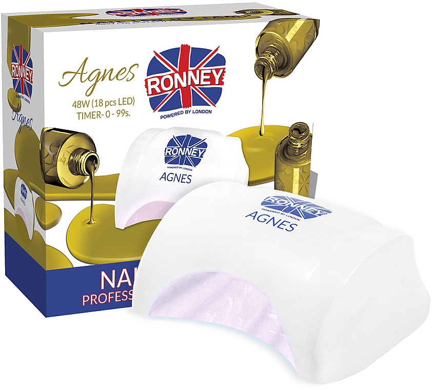 Лампа для нігтів LED, біла - Ronney Profesional Agnes LED 48W (GY-LED-032) — фото N1