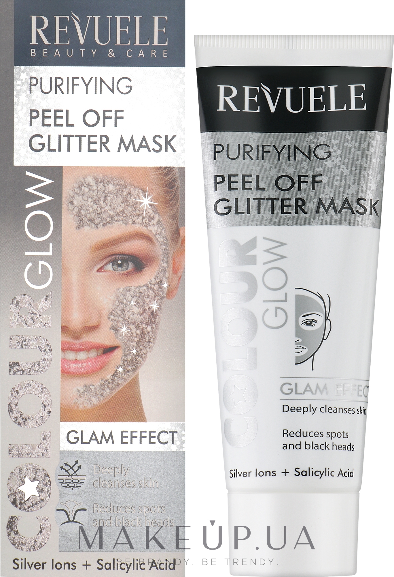 Срібна очищувальна маска-плівка - Revuele Color Glow Glitter Mask Pell-Off Purifying — фото 80ml