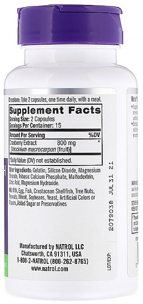 Екстракт журавлини, 800 мг - Natrol Cranberry Women's Health — фото N2