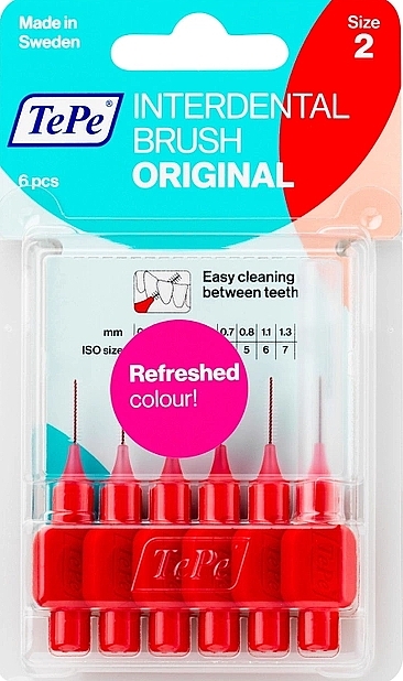 Набір міжзубних йоржиків "Original", 0.5 мм, червоні - TePe Interdental Brush Original Size 2 — фото N1