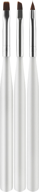 Набір пензликів для гелю CS28, біла ручка, 3 шт. - Cosmo Shop — фото N1