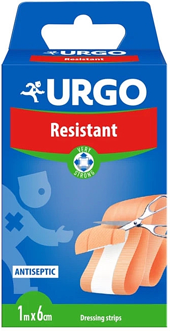 Пластырь медицинский отрезной с антисептиком, 1 м х 6 см - Urgo Resistant