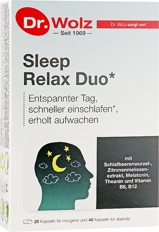 Харчова добавка для покращання сну - Dr.Wolz Sleep Relax Duo — фото N1