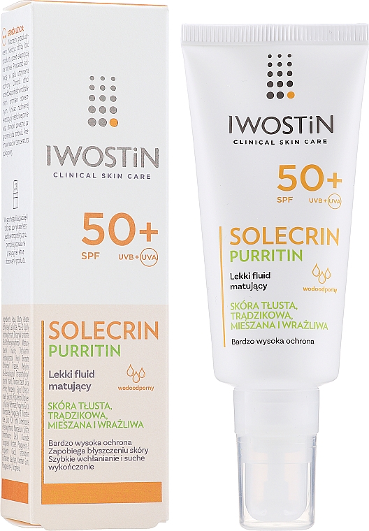 Легкий матирующий флюид SPF 50+ для жирной кожи - Iwostin Solecrin Purritin Light Matting Fluid — фото N2