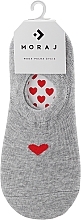 Жіночі шкарпетки-сліди із сердечком, 1 пара, сірі - Moraj — фото N1