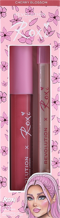 Набір - Makeup Revolution x Roxi Cherry Blossom Lip Set (lip/pencil/1g + lip/gloss/3ml) — фото N1
