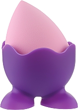 Парфумерія, косметика Спонж для макіяжу на силіконовій фіолетовій підставці, PF-58, рожевий - Puffic Fashion