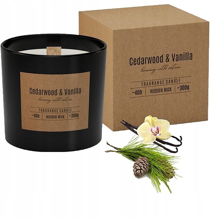 Ароматическая свеча с деревянным фитилем, в круглом стакане - Bispol Fragrance Candle Cedarwood & Vanilla — фото N2