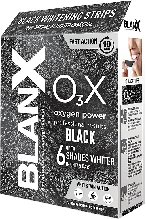Отбеливающие полоски с углем - BlanX O3X Whitening Strips Black — фото N1
