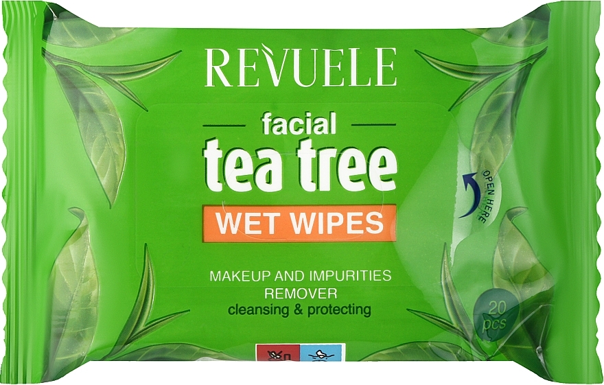 Влажные салфетки для снятия макияжа с экстрактом чайного дерева - Revuele Tea Tree Wet Wipes