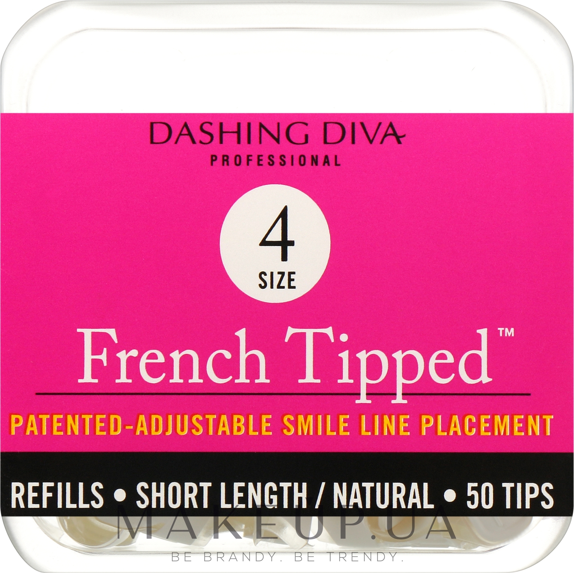 Типсы короткие натуральные "Френч" - Dashing Diva French Tipped Short Natural 50 Tips (Size-4) — фото 50шт