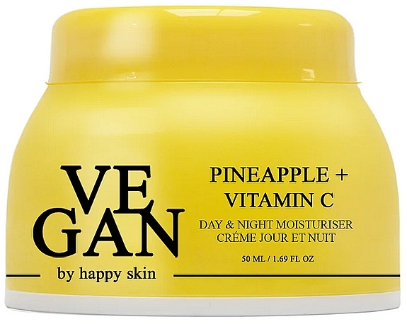 Зволожувальний крем для обличчя з екстрактом ананаса та вітаміну С - Vegan By Happy Skin Pineapple + Vitamin C Day & Night Moisturiser — фото N2