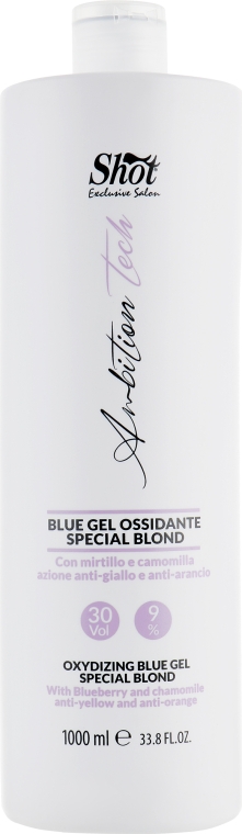 Гель-окислитель с синим пигментом 9% - Shot Ambition Tech Blue Oxidizing Gel Special Blond 30Vol — фото N1