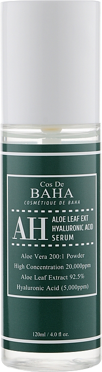 Концентрована сироватка для обличчя з алое вера - Cos De Baha Aloe Leaf Ext Hyaluronic Acid Serum