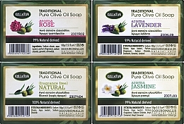 Набір мила "Лаванда, натуральне, троянда, жасмин" - Kalliston Set 4 Soaps Traditional (soap/4x100g) — фото N1