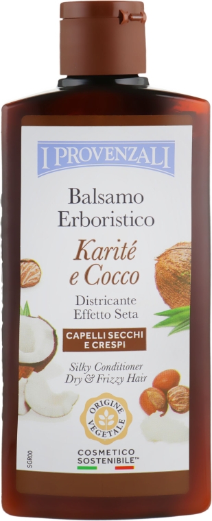 Кондиционер шелковый с маслом карите и кокосом для сухих и нормальных волос - I Provenzali Karite — фото N1