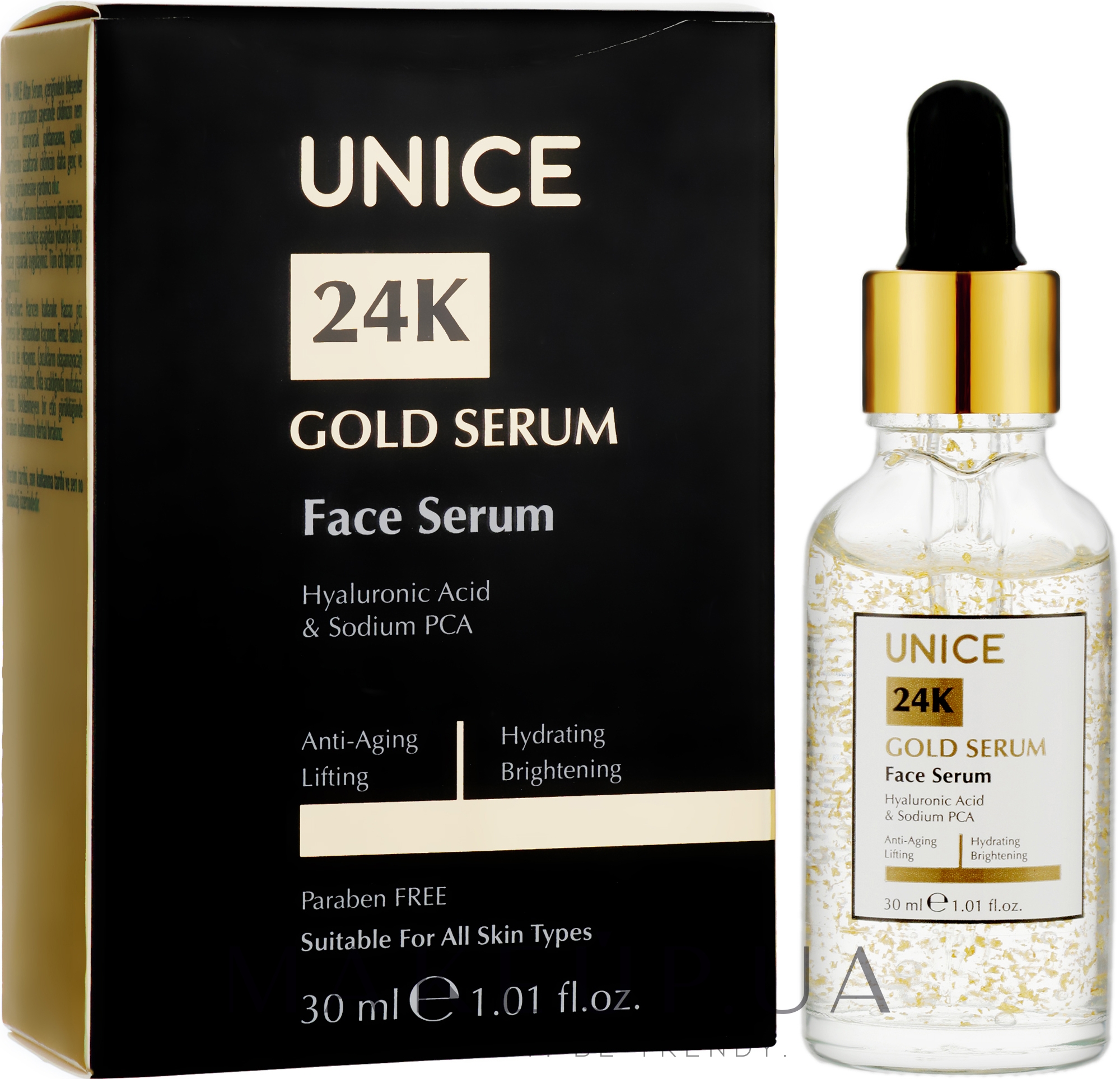 Золота сироватка для обличчя - Unice 24K Gold Serum — фото 30ml