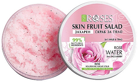 Скраб для обличчя й тіла "Троянда" - Nature of Agiva Roses Skin Fruit Salad Rose Nourishing Sugar Scrub — фото N1
