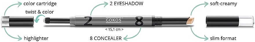 Консилер-хайлайтер для век в карандаше - Gokos Cover&Glow — фото N2