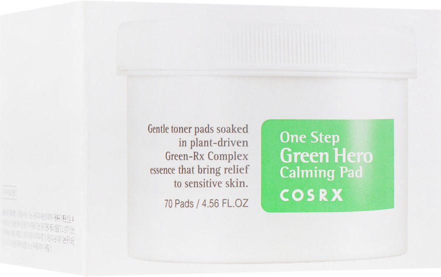 Заспокійливі диски для обличчя - Cosrx One Step Green Hero Calming Pad — фото N2