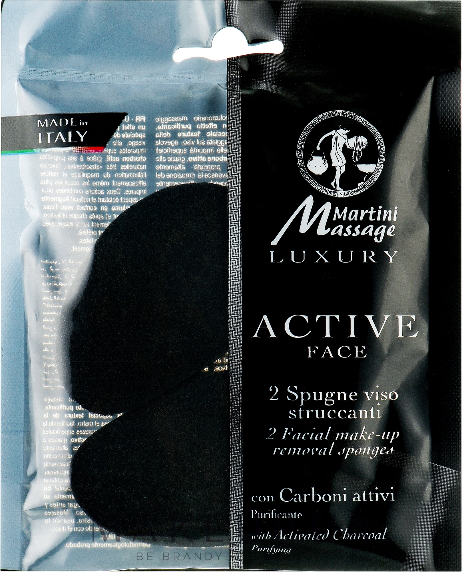 Губка для зняття макіяжу з активованим вугіллям - Martini Spa — фото 2шт