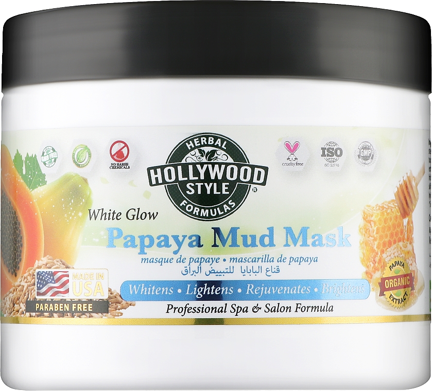 Отбеливающая грязевая маска для лица с экстрактом папайи - Hollywood Style White Glow Papaya Mud Mask