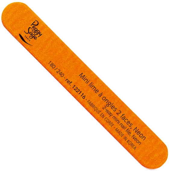 Пилка для ногтей двухсторонняя, 180/240, orange neon - Peggy Sage 2-Way Mini Nail File — фото N1