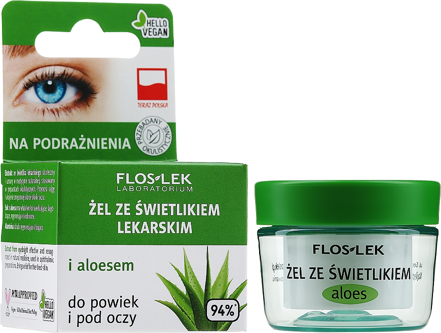 Гель для шкіри навколо очей з очанкою лікарською та алое - Floslek Lid And Under Eye Gel With Aloe Extract