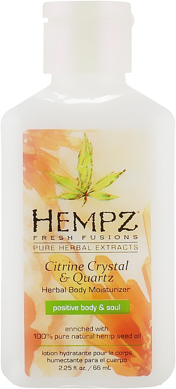Зволожувальне молочко для тіла з мерехтливим ефектом "Жовтий кварц" - Hempz Citrine Crystal & Quartz Herbal Body Moisturizer