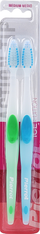 Зубна щітка, середньої жорсткості, зелена + блакитна - Pierrot Action Tip Hard — фото N1