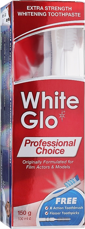 Набор "Выбор профессионалов", зеленая щетка - White Glo Professional Choice Whitening Toothpaste (toothpaste/100ml + toothbrush) — фото N2
