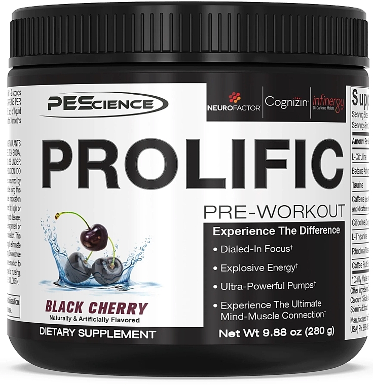 Передтренувальний комплекс "Черешня" - PEScience Prolific Pre-Workout Black Cherry — фото N1