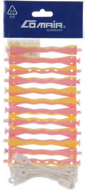 Бигуди "Sinus" с круглой резинкой, жёлто-розовые, d7.5 - Comair — фото N1