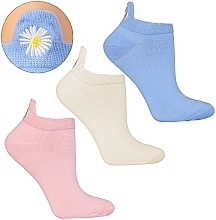 Жіночі шкарпетки з вишивкою, 1 пара, блакитні з ромашкою - Moraj — фото N2