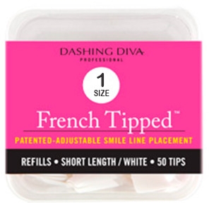 Тіпси короткі - Dashing Diva French Tipped Short White 50 Tips (Size - 1) — фото N1